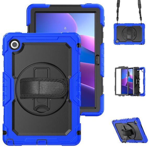 Per Lenovo Tab 10.1 / K10c / S10 Custodia in silicone ibrida per PC con tracolla (blu)