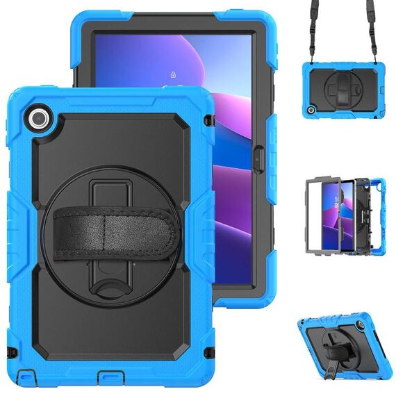 Per Lenovo Tab 10.1 / K10c / S10 Custodia in silicone ibrida per PC con tracolla (azzurro chiaro)