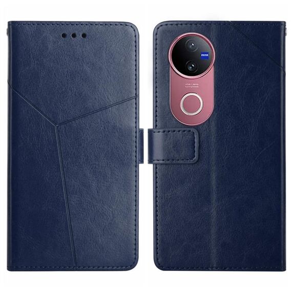 Per vivo V50 5G Global HT01 Custodia per telefono in pelle con motivo a Y (blu)