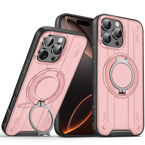 Per iPhone 16 Pro Max Supporto ad anello rotante Custodia magnetica MagSafe per telefono (rosa)