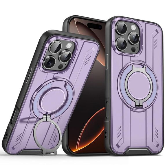 Per iPhone 16 Pro Max Supporto ad anello rotante Custodia magnetica MagSafe per telefono (viola)
