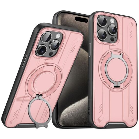 Per iPhone 15 Pro Supporto ad anello rotante Custodia magnetica MagSafe per telefono (rosa)