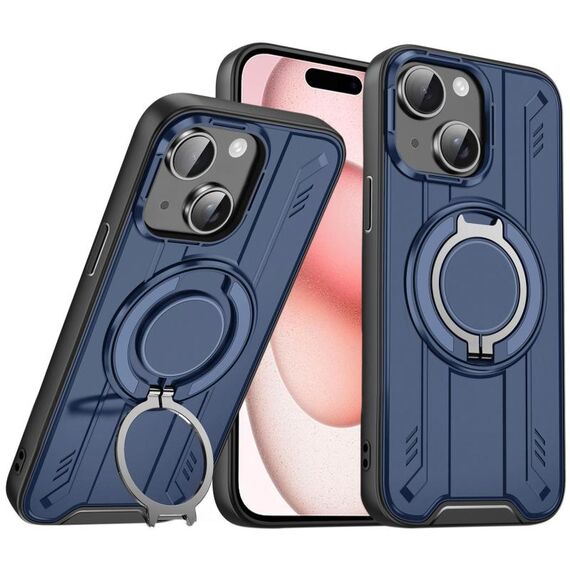 Per iPhone 15 Supporto ad anello rotante Custodia magnetica MagSafe per telefono (blu)