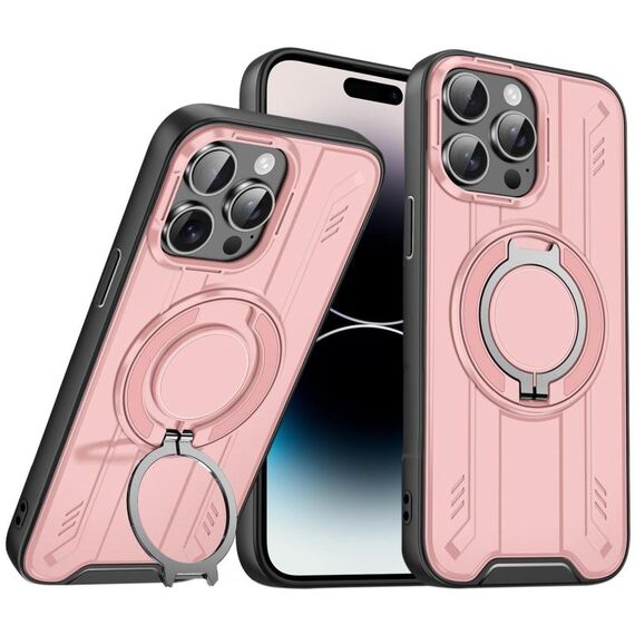 Per iPhone 14 Pro Supporto ad anello rotante Custodia magnetica MagSafe per telefono (rosa)