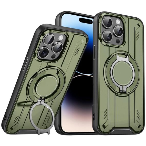 Per iPhone 14 Pro Max Supporto ad anello rotante Custodia magnetica MagSafe per telefono (verde)