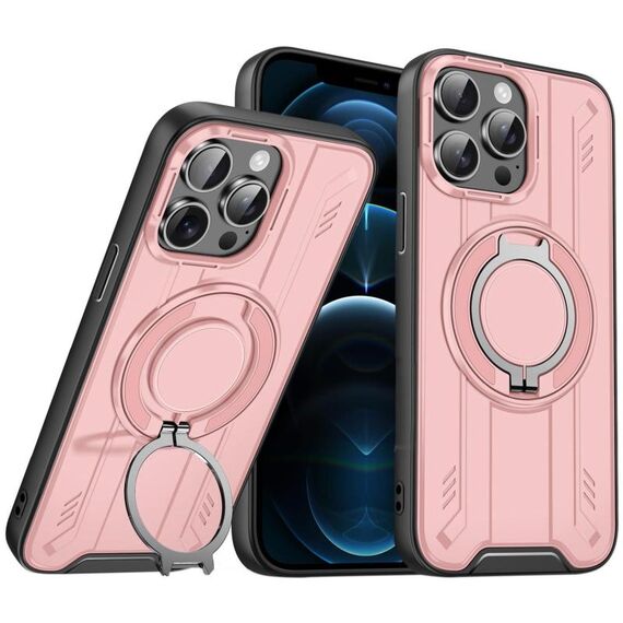 Per iPhone 12 Pro Max Supporto ad anello rotante Custodia magnetica MagSafe per telefono (rosa)