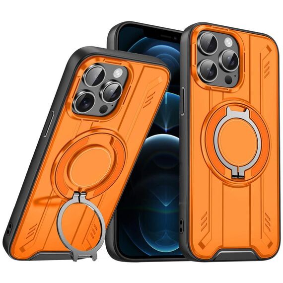 Per iPhone 12 Pro Max Supporto ad anello rotante Custodia magnetica MagSafe per telefono (arancione)
