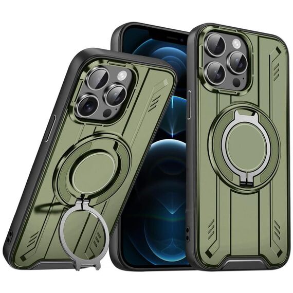 Per iPhone 12 Pro Max Supporto ad anello rotante Custodia magnetica MagSafe per telefono (verde)