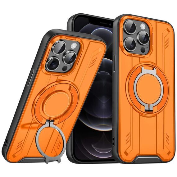 Per iPhone 12 Pro Supporto ad anello rotante Custodia magnetica MagSafe per telefono (arancione)