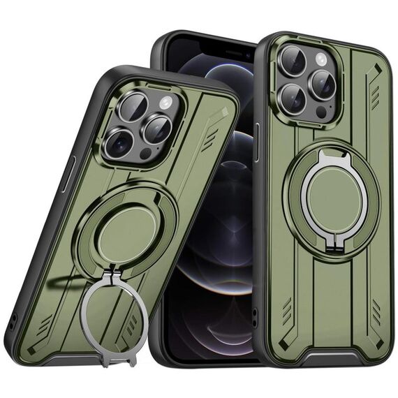 Per iPhone 12 Pro Supporto ad anello rotante Custodia magnetica MagSafe per telefono (verde)
