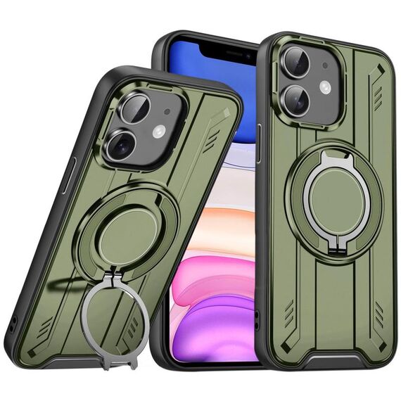 Per iPhone 11 Supporto ad anello rotante Custodia magnetica MagSafe per telefono (verde)