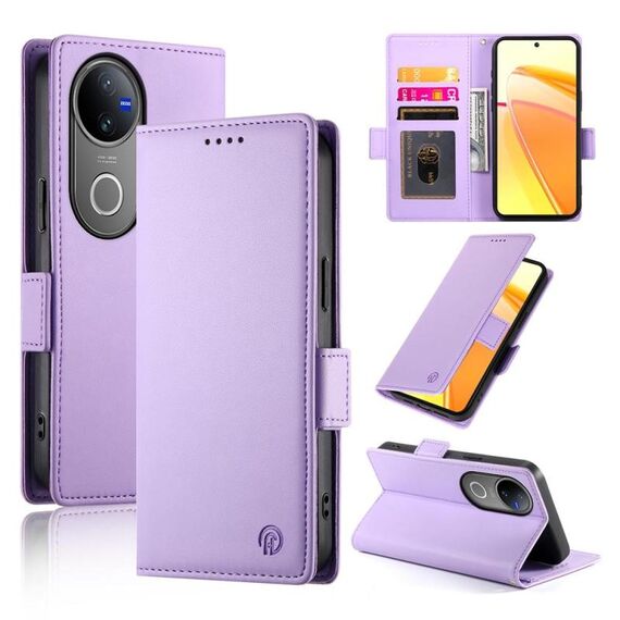 Per vivo V50 Custodia per telefono in pelle smerigliata magnetica con fibbia laterale (viola)