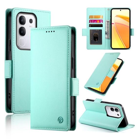 Per vivo Y29s 5G / Y04 4G Custodia per telefono in pelle smerigliata magnetica con fibbia laterale (verde menta)