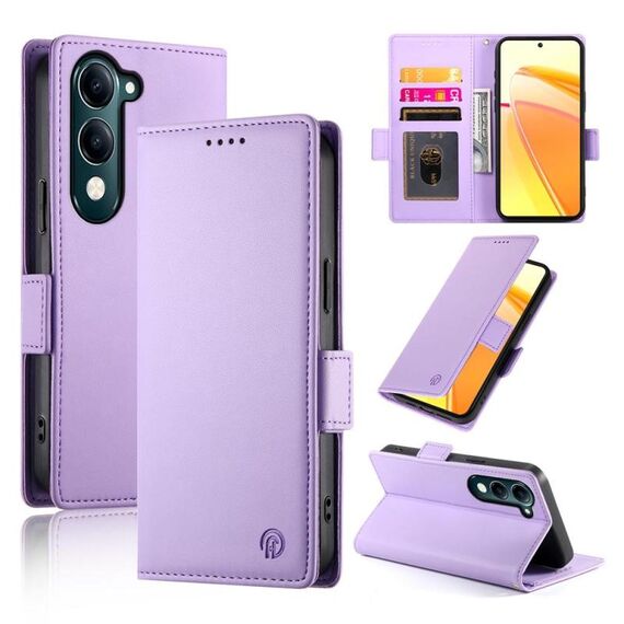 Per vivo Y29 4G Custodia per telefono in pelle smerigliata magnetica con fibbia laterale (viola)