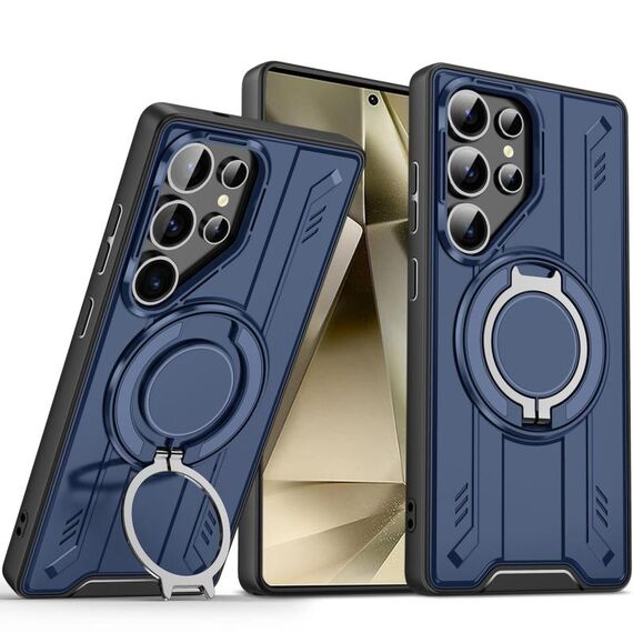 Per Samsung Galaxy S24 Ultra 5G Supporto ad anello rotante Custodia magnetica MagSafe per telefono (blu)