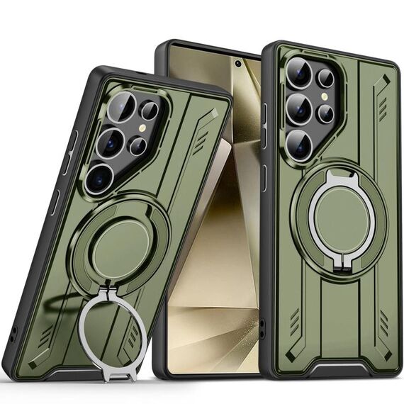 Per Samsung Galaxy S24 Ultra 5G Supporto ad anello rotante Custodia magnetica MagSafe per telefono (verde)