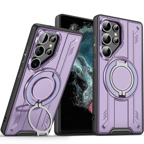 Per Samsung Galaxy S22 Ultra 5G Supporto ad anello rotante Custodia magnetica MagSafe per telefono (viola)