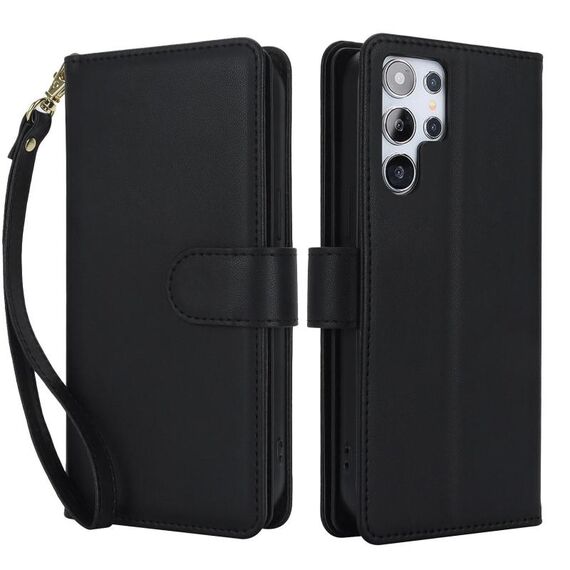 Per Samsung Galaxy S25 Ultra 5G Multi-Card Wallet RFID Custodia in pelle per telefono (nero)
