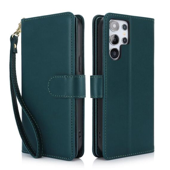 Per Samsung Galaxy S25 Ultra 5G Multi-Card Wallet RFID Custodia in pelle per telefono (verde)