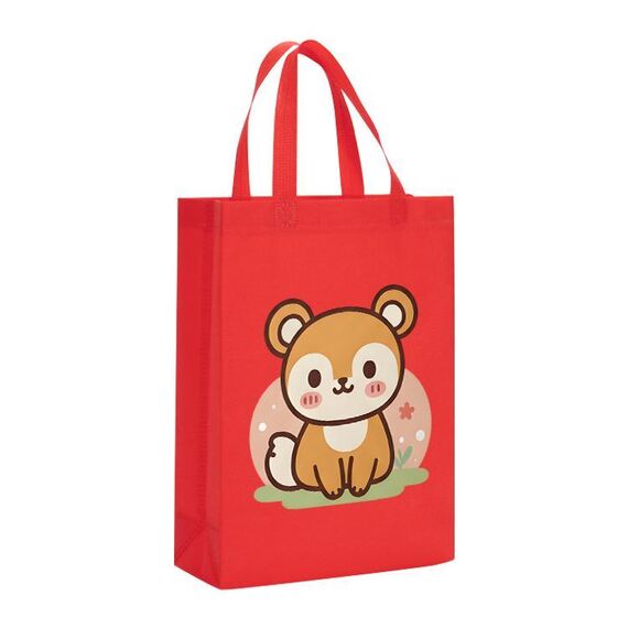 Borsa in tessuto non tessuto stampato con scoiattolo, stampa su richiesta, dimensioni: 35x25x10 cm (rosso)