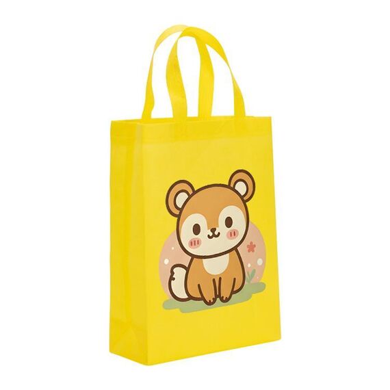 Borsa in tessuto non tessuto stampato con scoiattolo, stampa su richiesta, dimensioni: 38x30x10 cm (giallo)