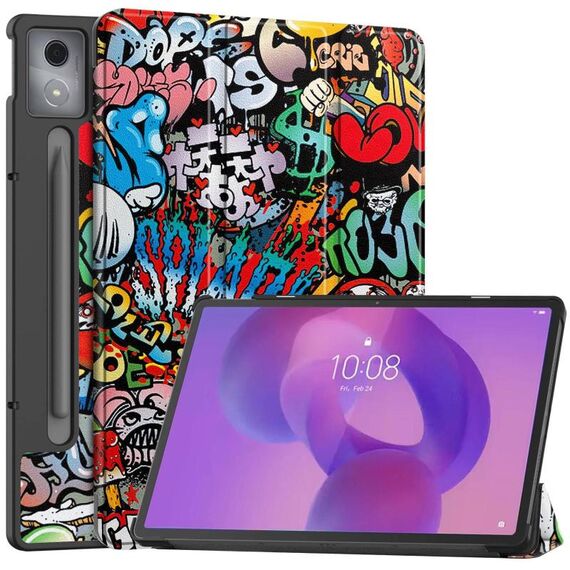 Per Lenovo Idea Tab Pro Custer Painted 3-Fold Holder Custodia in pelle per tablet intelligente (graffiti)