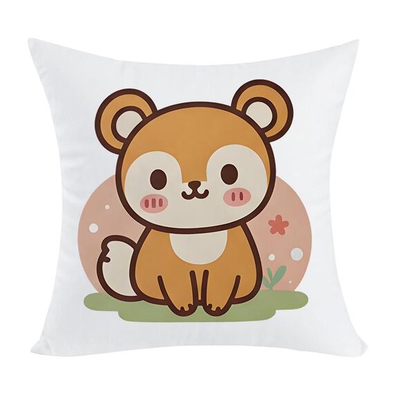 Cuscino per divano stampato con scoiattolo e stampa centrale su richiesta, dimensioni: 45x45 cm (peluche corto)