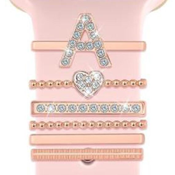 6 pezzi / set Smart Watch Universale Silicone Band Anello decorativo Accessori in metallo, Taglia: A (oro rosa)
