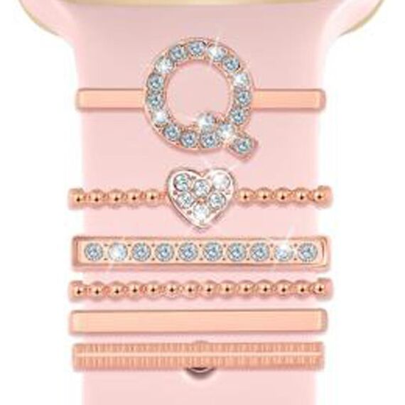 6 pezzi / set Smart Watch Universale Silicone Band Anello decorativo Accessori in metallo, Taglia: Q (oro rosa)