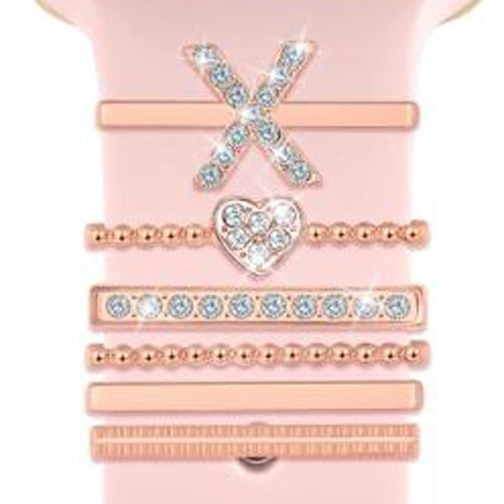 6 pezzi / set Smart Watch Universale Silicone Band Anello decorativo Accessori in metallo, Misura: X (oro rosa)