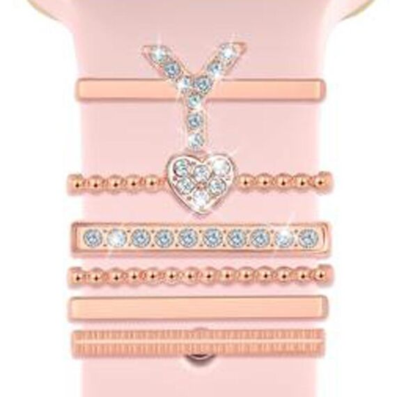 6 pezzi / set Smart Watch Universale Silicone Band Anello decorativo Accessori in metallo, Misura: Y (oro rosa)