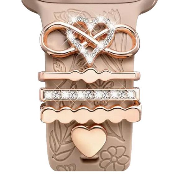 Smart Watch Universal Band Anello decorativo Accessori in metallo (Infinite Love Heart Oro rosa)