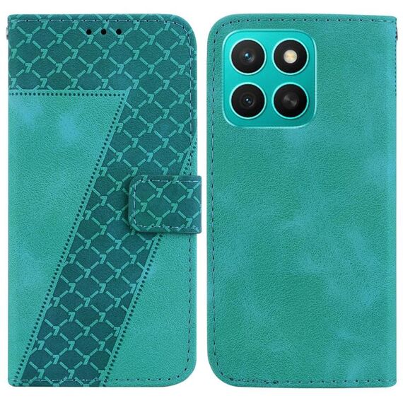 Per Honor X8c 4G Custodia per telefono in pelle goffrata a sette forme (verde)