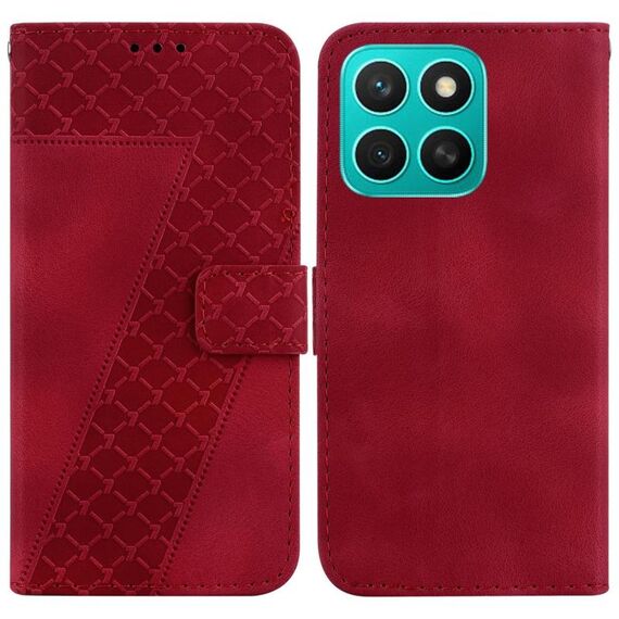 Per Honor X8c 4G Custodia per telefono in pelle goffrata a sette forme (rosso)