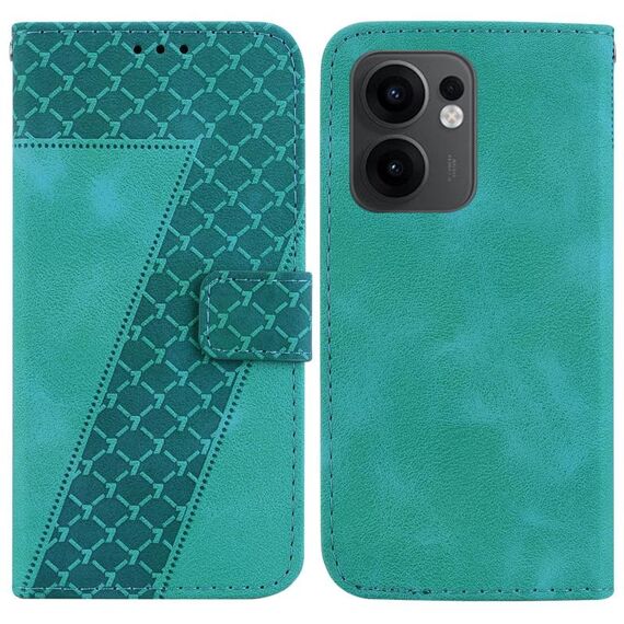 Per OPPO Reno13 F 4G / 5G Custodia per telefono in pelle goffrata a sette forme (verde)