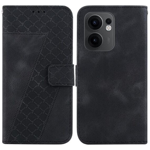 Per OPPO Reno13 F 4G / 5G Custodia per telefono in pelle goffrata a sette forme (nero)