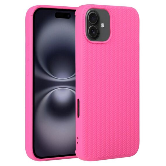 Per iPhone 16 Plus Custodia per telefono in silicone con trama intrecciata (rosso rosa)