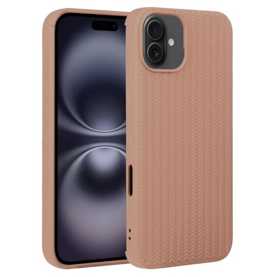 Per iPhone 16 Custodia in silicone con trama intrecciata (marrone)