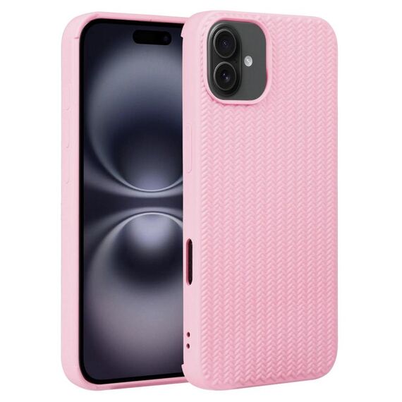 Per iPhone 16 Custodia per telefono in silicone con trama intrecciata (rosa)