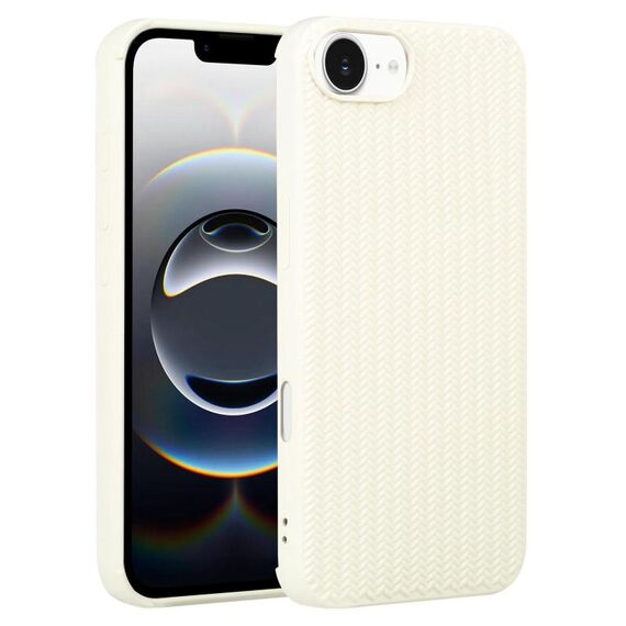 Per iPhone 16e Custodia in silicone con trama intrecciata (bianco)