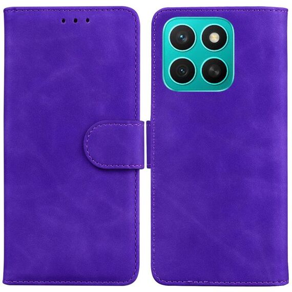 Per Honor X8c 4G Custodia in pelle con chiusura a scatto e colore puro (viola)