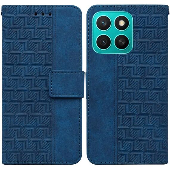 Per Honor X8c 4G Custodia per telefono in pelle con motivo geometrico in rilievo (blu)