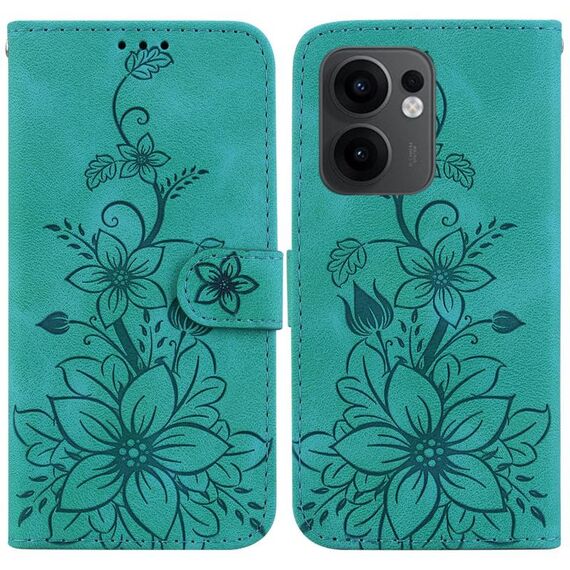 Per OPPO Reno13 F 4G / 5G Custodia in pelle goffrata Lily (verde)