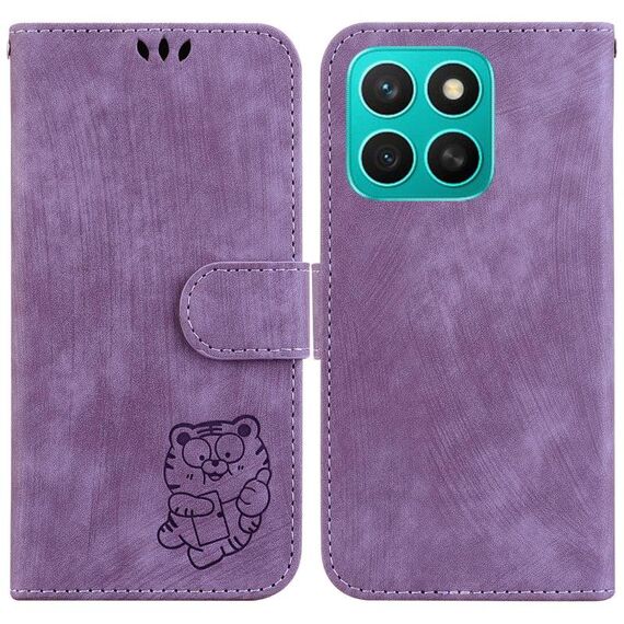 Per Honor X8c 4G Custodia per telefono in pelle goffrata Little Tiger (viola)