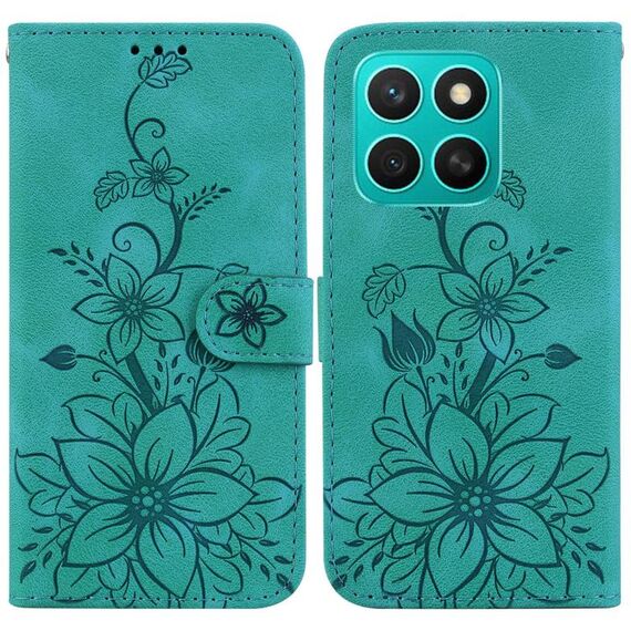 Per Honor X8c 4G Custodia per telefono in pelle goffrata Lily (verde)