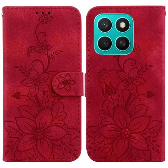 Custodia per telefono in pelle goffrata Lily per Honor X8c 4G (rosso)