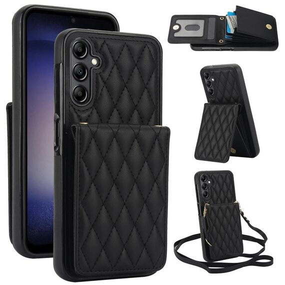 Per Samsung Galaxy S25+ 5G YM015 Crossbody Rhombic Card Bag RFID Custodia per telefono (nero)