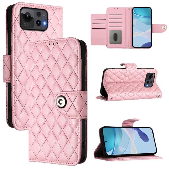 Per Asus Zenfone 12 Ultra Custodia in pelle con texture rombica e cordino (rosa)