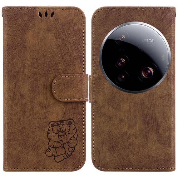 Per Xiaomi 15 Ultra Custodia per telefono in pelle goffrata Little Tiger (marrone)