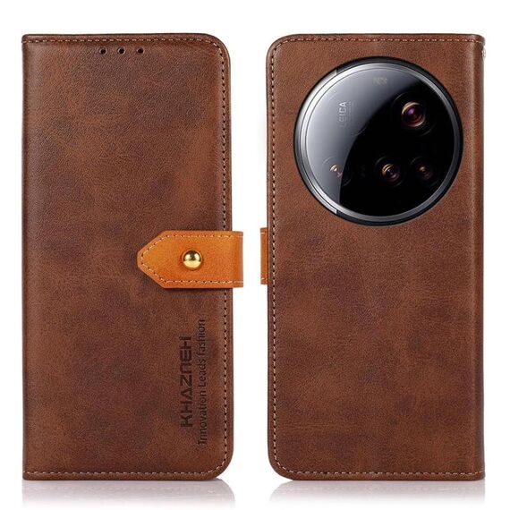 Per Xiaomi 15 Ultra KHAZNEH Custodia in pelle con texture in pelle di mucca (marrone)